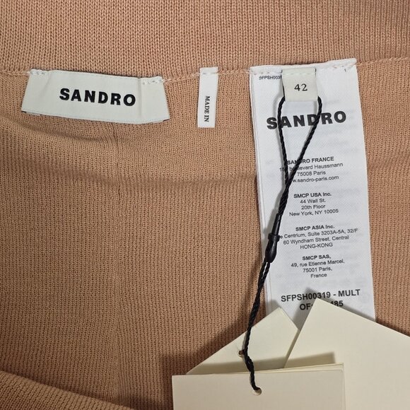 Sandro Shorts Women's 42 Multicolor Capucin Knit Ruffle Hem Drawstring New - Picture 2 of 5